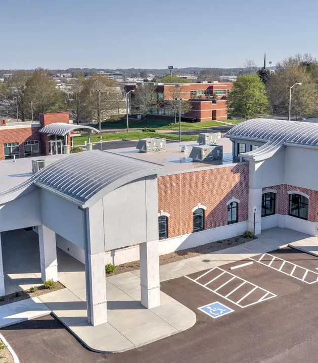 An aerial view of the dental center at 121 Capital Drive.